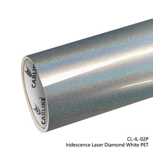 CARLIKE CL-IL-02P Iridescence Laser Diamond White Vinyl PET Liner - CARLIKE WRAP
