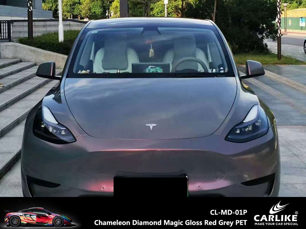 Chameleon Diamond Magic Gloss Red Grey Vinyl for Car Wrapping