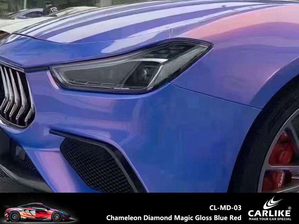 Diamond Laser Chameleon Gloss Blue Car Vinyl Wrap