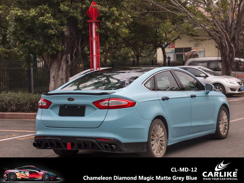 CARLIKE CL-MD-12 Chameleon Diamond Magic Matte Grey Blue Vinyl - CARLIKE WRAP