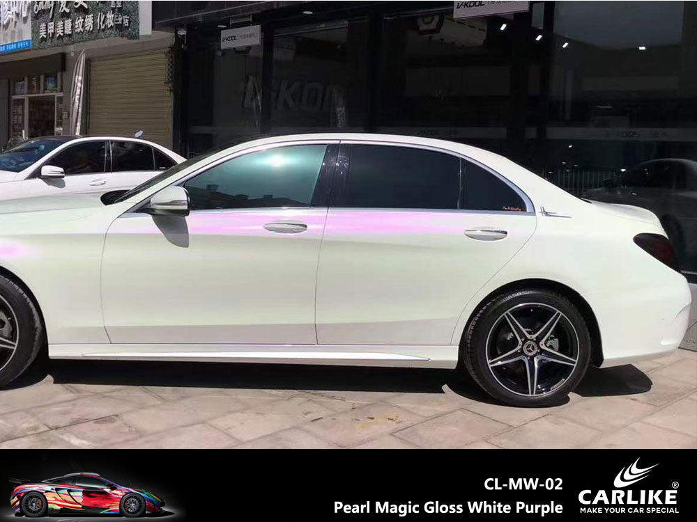 CARLIKE CL-MW-02 Pearl Magic Gloss White Purple Vinyl - CARLIKE WRAP