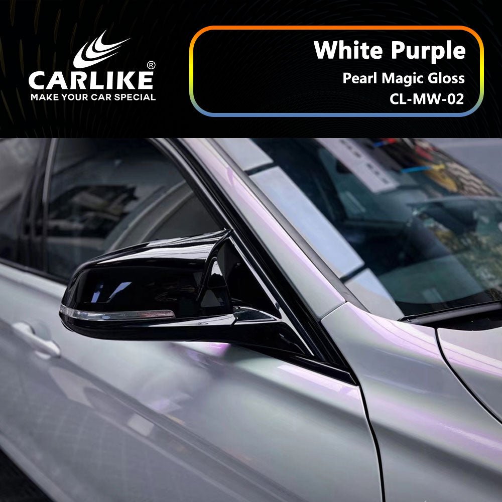 CARLIKE CL-MW-02P Pearl Magic Gloss White Purple Vinyl PET Liner - CARLIKE WRAP