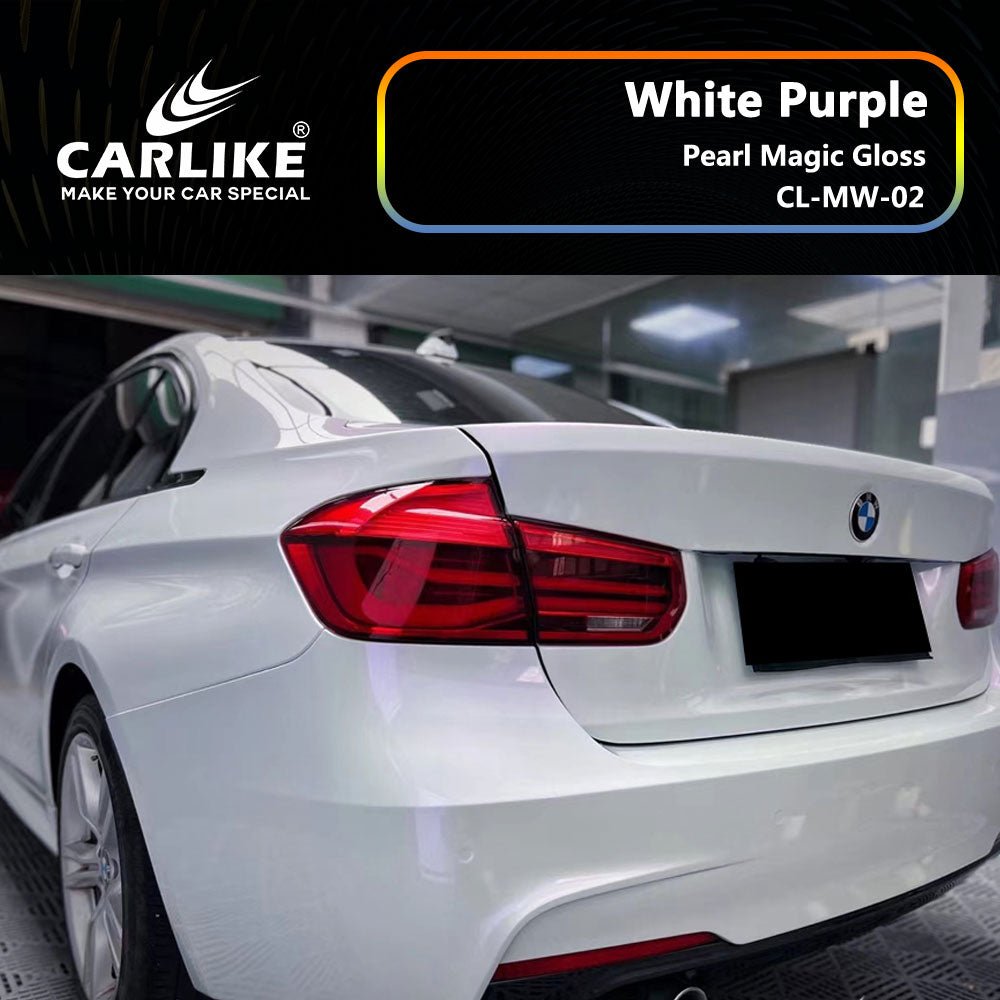 CARLIKE CL-MW-02P Pearl Magic Gloss White Purple Vinyl PET Liner - CARLIKE WRAP