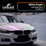 CARLIKE CL-MW-02P Pearl Magic Gloss White Purple Vinyl PET Liner - CARLIKE WRAP