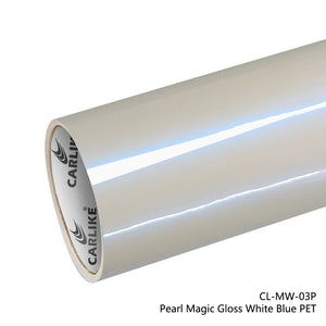 CARLIKE CL-MW-03P Pearl Magic Gloss White Blue Vinyl PET Liner - CARLIKE WRAP