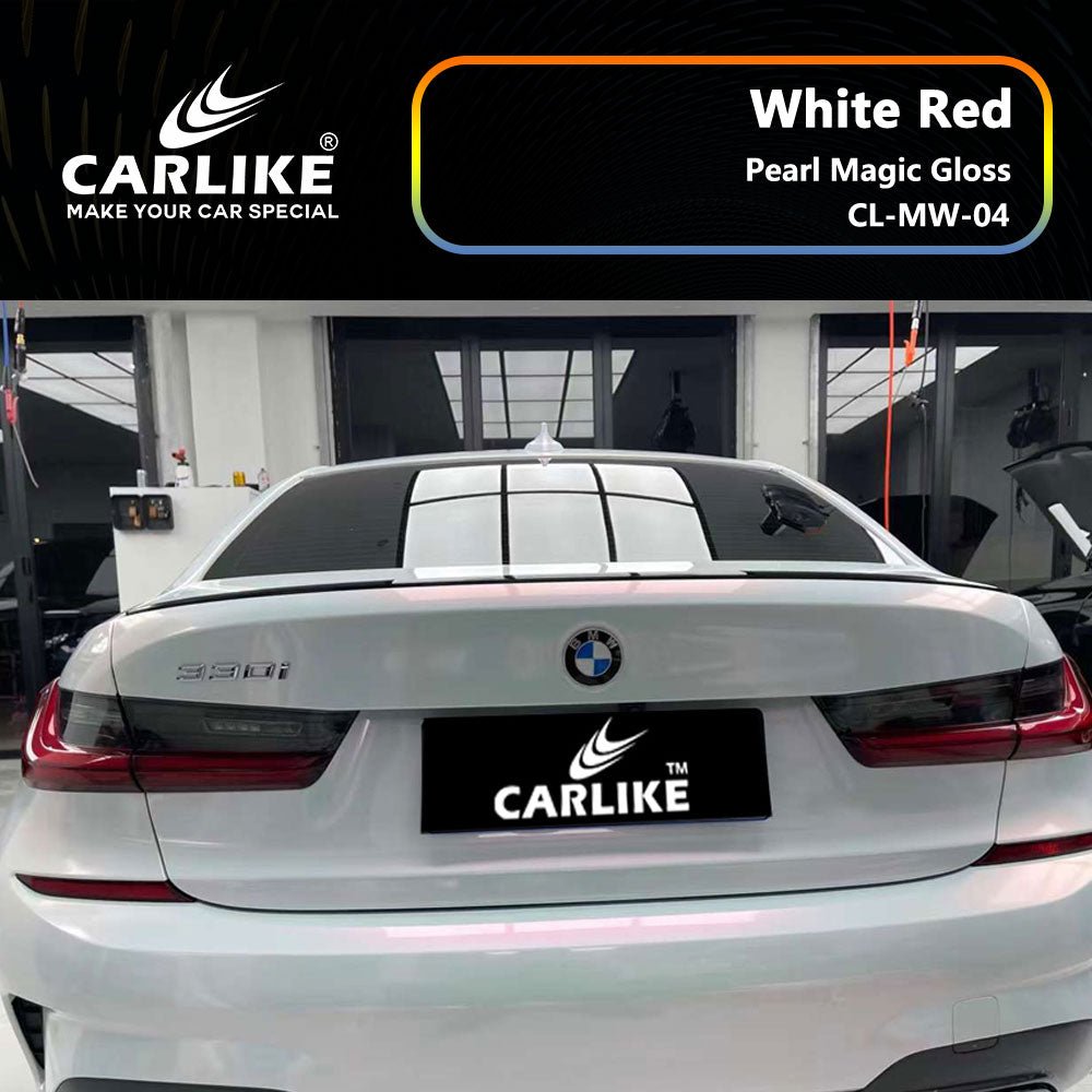 CARLIKE CL-MW-04P Pearl Magic Gloss White Red Vinyl PET Liner - CARLIKE WRAP