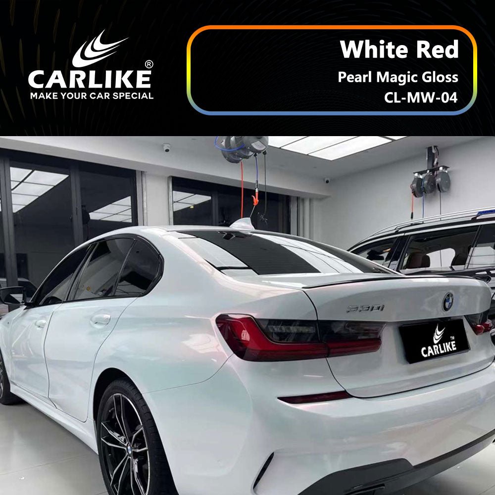 CARLIKE CL-MW-04P Pearl Magic Gloss White Red Vinyl PET Liner - CARLIKE WRAP