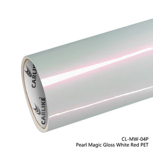 CARLIKE CL-MW-04P Pearl Magic Gloss White Red Vinyl PET Liner - CARLIKE WRAP