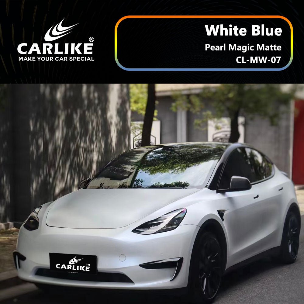 CARLIKE CL-MW-07 Pearl Magic Matte White Blue Vinyl - CARLIKE WRAP