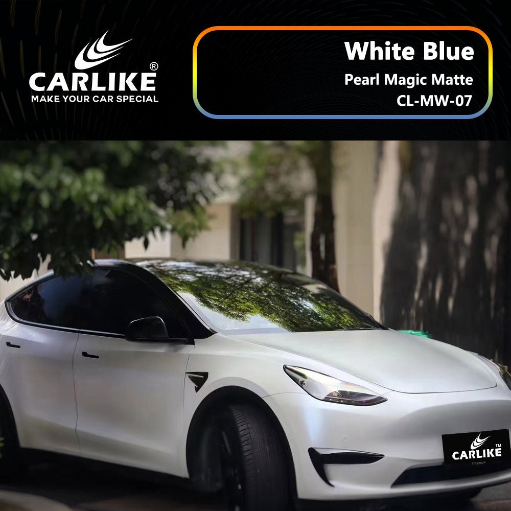 CARLIKE CL-MW-07 Pearl Magic Matte White Blue Vinyl - CARLIKE WRAP