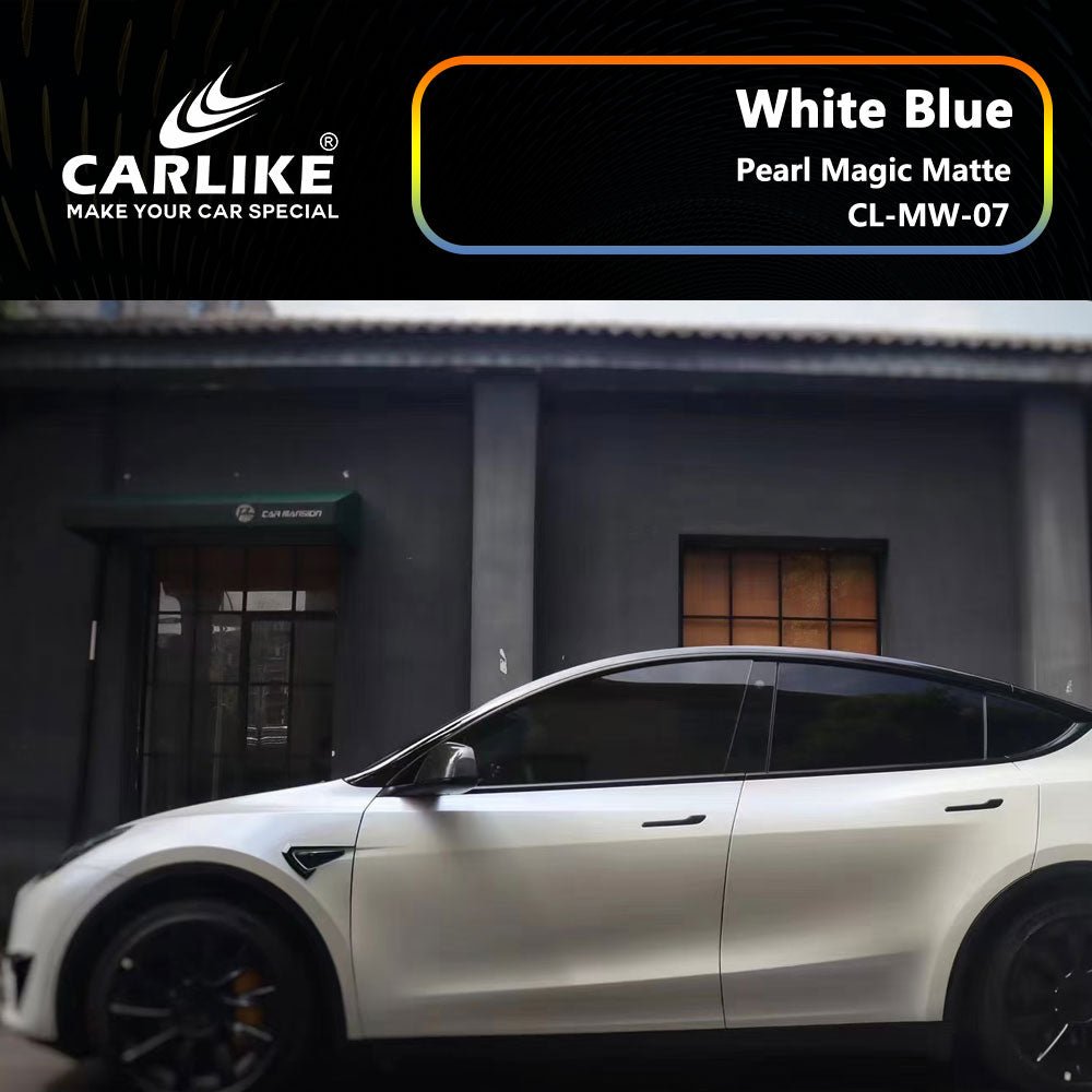 CARLIKE CL-MW-07 Pearl Magic Matte White Blue Vinyl - CARLIKE WRAP