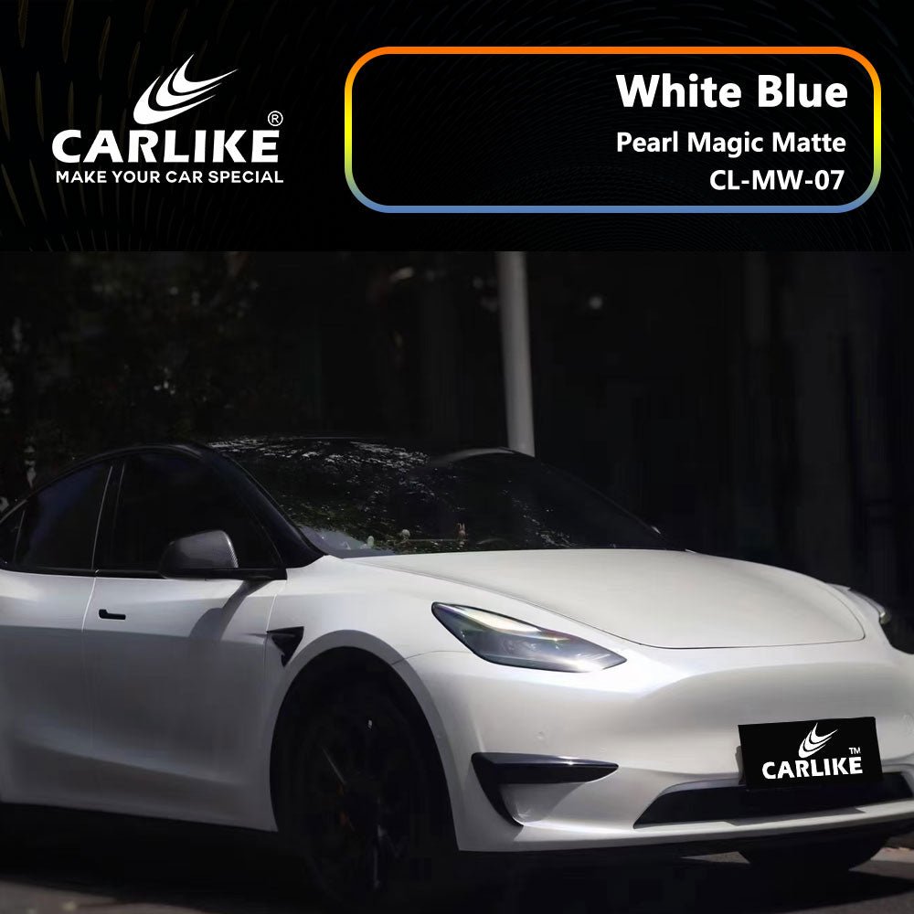 CARLIKE CL-MW-07 Pearl Magic Matte White Blue Vinyl - CARLIKE WRAP
