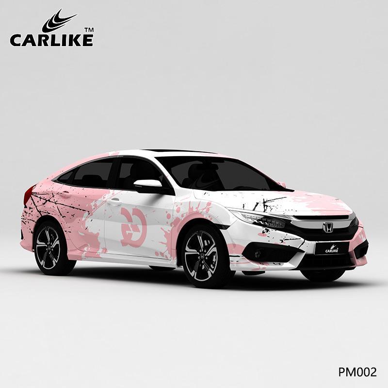 CARLIKE CL-PM002 White and Pink Splash-ink High-precision Printing Customized Car Vinyl Wrap - CARLIKE WRAP