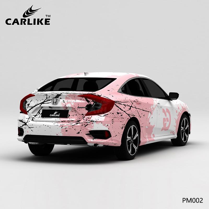 CARLIKE CL-PM002 White and Pink Splash-ink High-precision Printing Customized Car Vinyl Wrap - CARLIKE WRAP