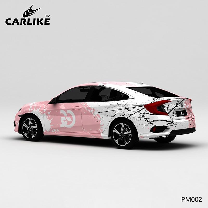 CARLIKE CL-PM002 White and Pink Splash-ink High-precision Printing Customized Car Vinyl Wrap - CARLIKE WRAP