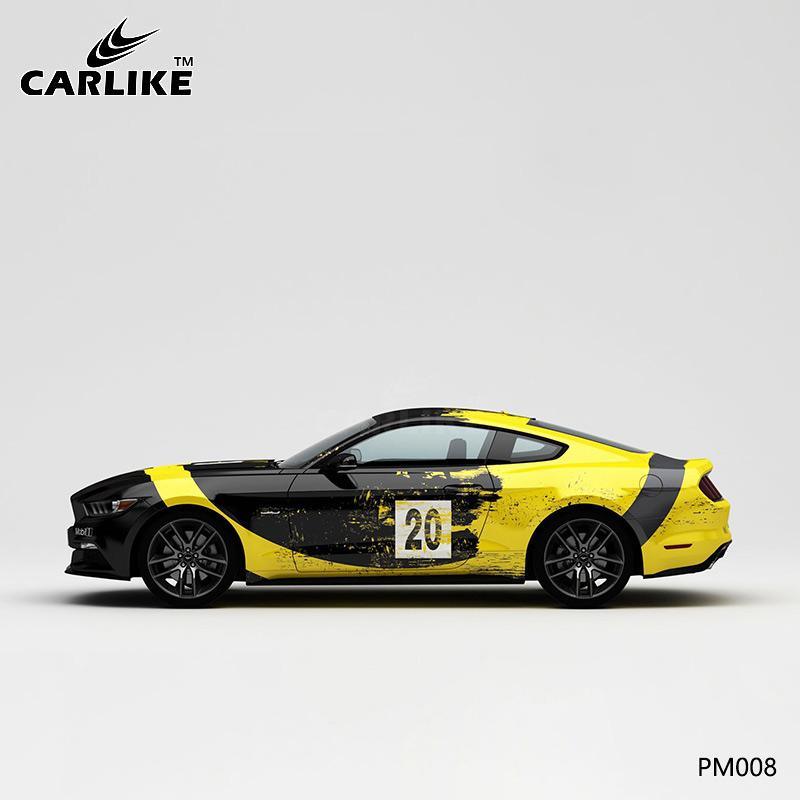 CARLIKE CL-PM008 Black and Yellow Splash-ink High-precision Printing Customized Car Vinyl Wrap - CARLIKE WRAP