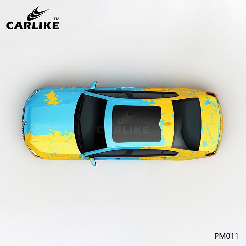 CARLIKE CL-PM011 Yellow and Blue Splash-ink High-precision Printing Customized Car Vinyl Wrap - CARLIKE WRAP