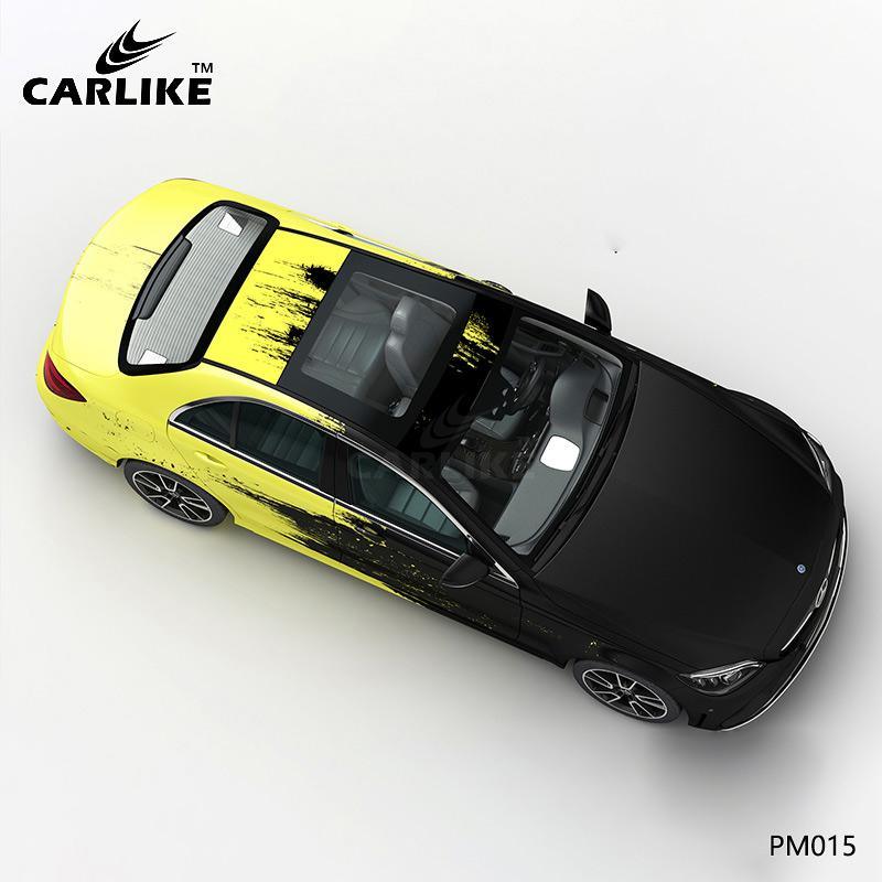 CARLIKE CL-PM015 Black and Yellow Distressed Splash-ink High-precision Printing Customized Car Vinyl Wrap - CARLIKE WRAP