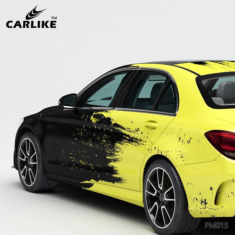 CARLIKE CL-PM015 Black and Yellow Distressed Splash-ink High-precision Printing Customized Car Vinyl Wrap - CARLIKE WRAP
