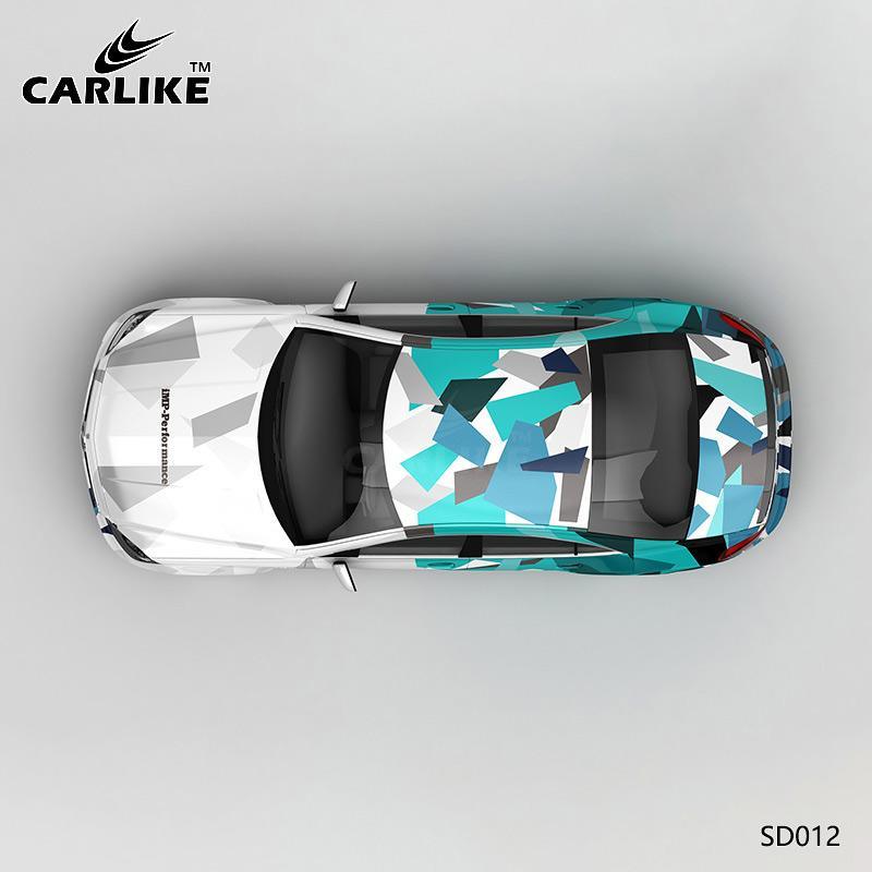 CARLIKE CL-SD012 Pattern Blue Green Gray Track High-precision Printing Customized Car Vinyl Wrap - CARLIKE WRAP