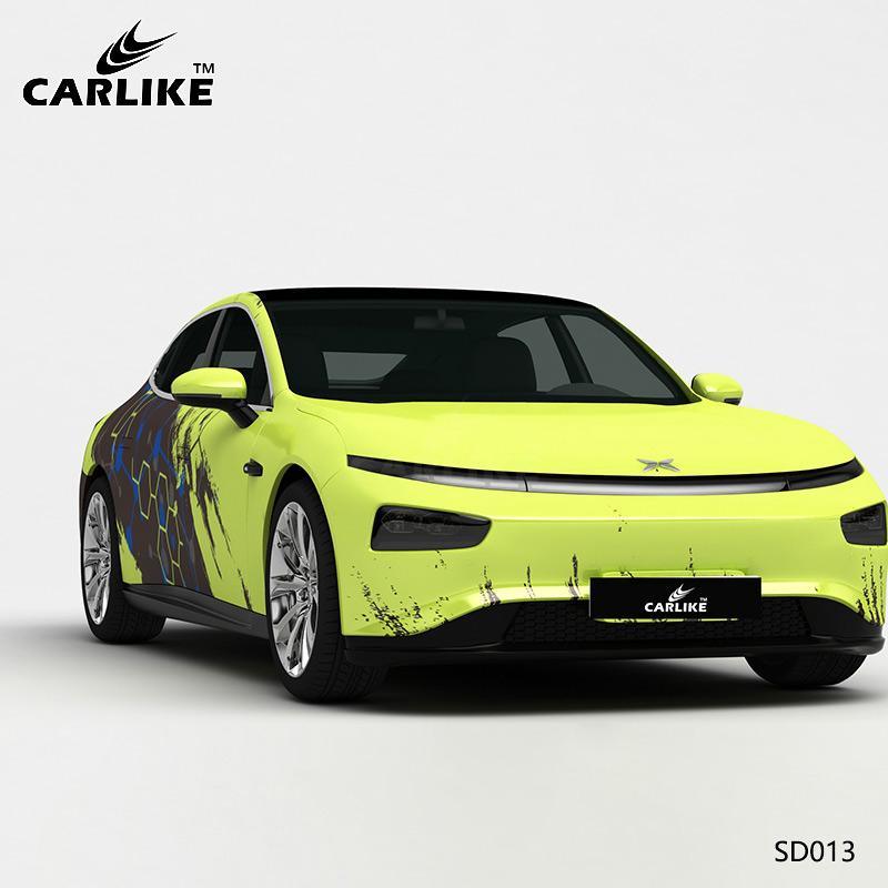 CARLIKE CL-SD013 Pattern Green and Gray Grid Splash-ink High-precision Printing Customized Car Vinyl Wrap - CARLIKE WRAP