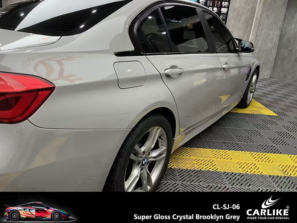 CARLIKE CL-SJ-06P Super Gloss Crystal Brooklyn Grey Vinyl PET Liner - CARLIKE WRAP