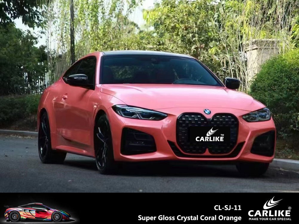 CARLIKE CL-SJ-11 Super Gloss Crystal Coral Orange Vinyl - CARLIKE WRAP