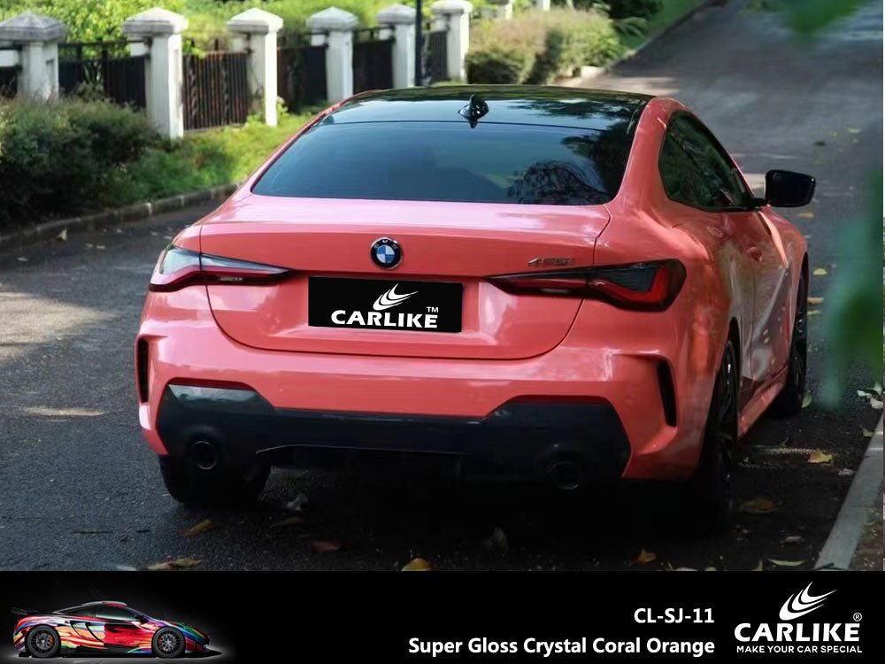 CARLIKE CL-SJ-11 Super Gloss Crystal Coral Orange Vinyl - CARLIKE WRAP