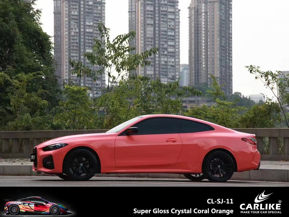 CARLIKE CL-SJ-11 Super Gloss Crystal Coral Orange Vinyl - CARLIKE WRAP