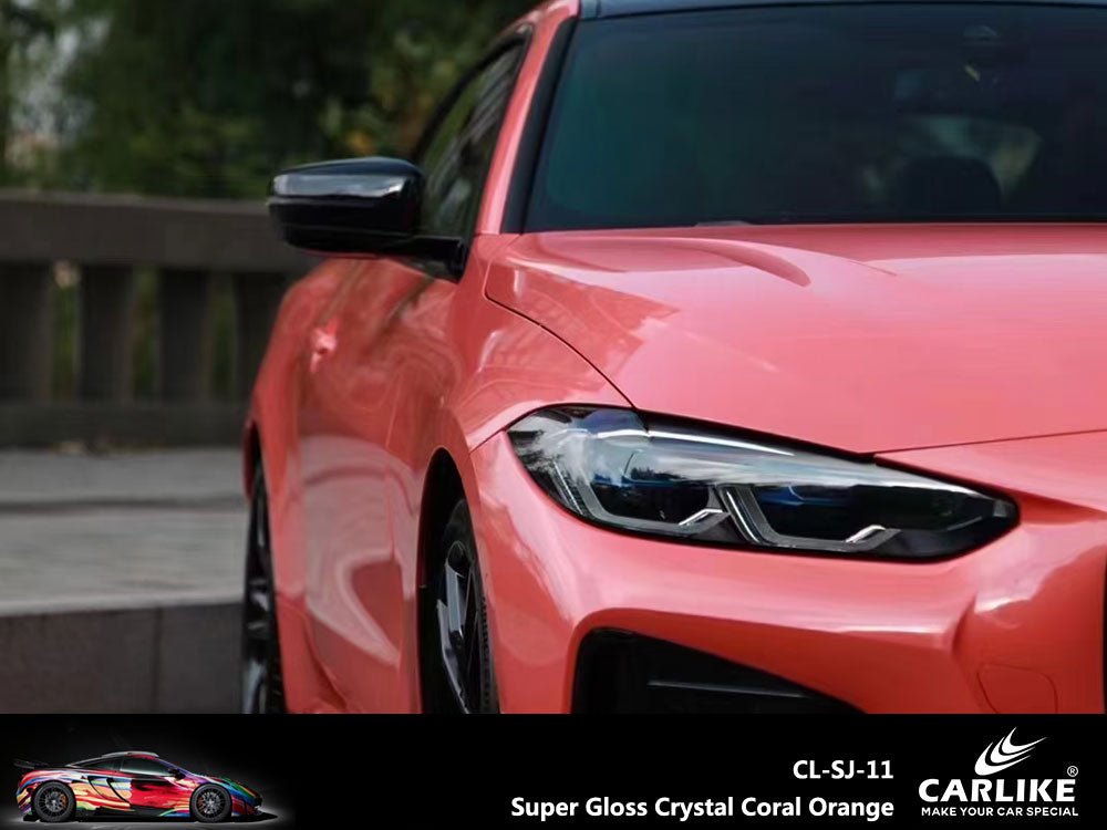 CARLIKE CL-SJ-11 Super Gloss Crystal Coral Orange Vinyl - CARLIKE WRAP