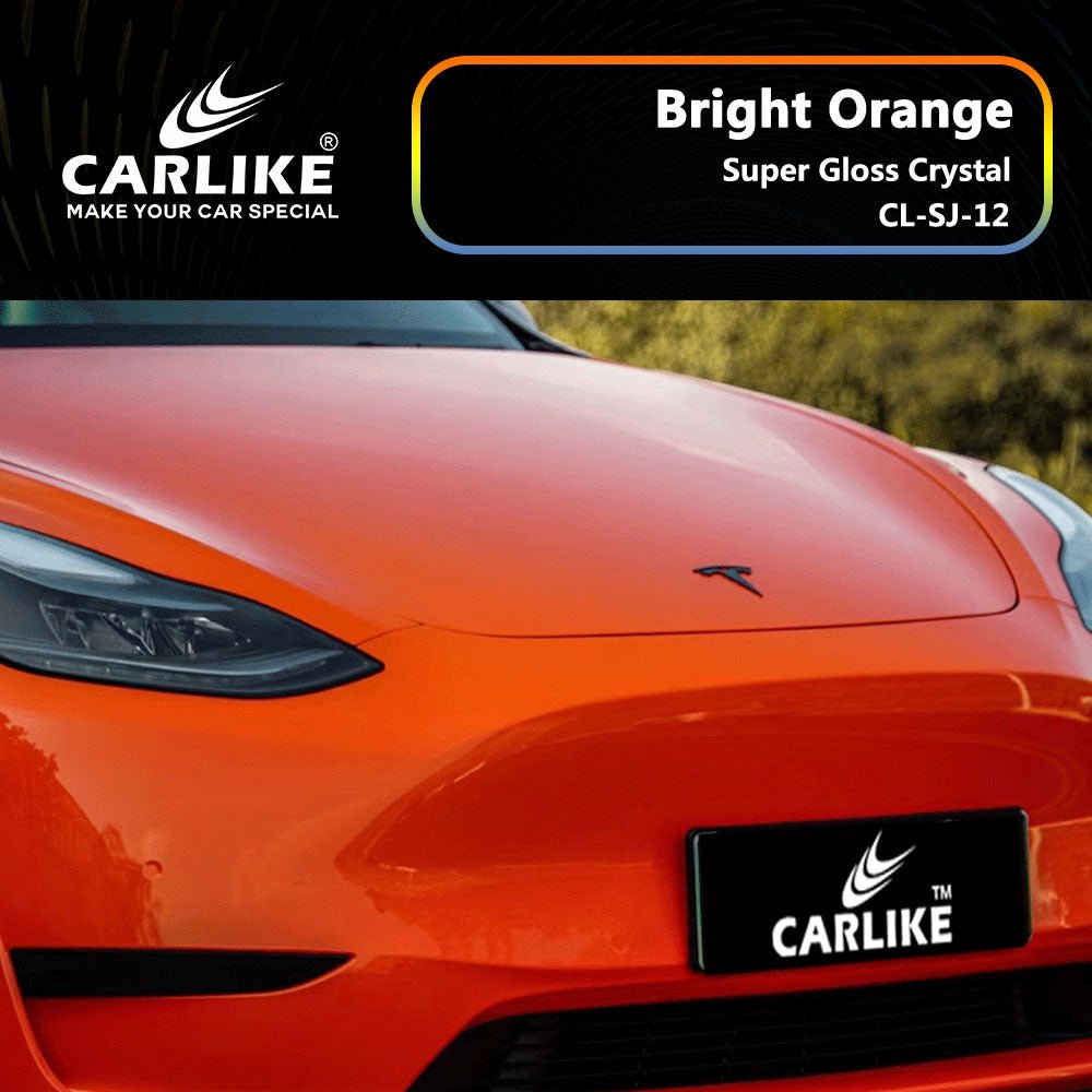 CARLIKE CL-SJ-12P Super Gloss Crystal Bright Orange Vinyl PET Liner - CARLIKE WRAP
