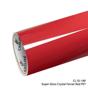 CARLIKE CL-SJ-14P Revestimiento de PET de vinilo rojo Ferrari de cristal superbrillante