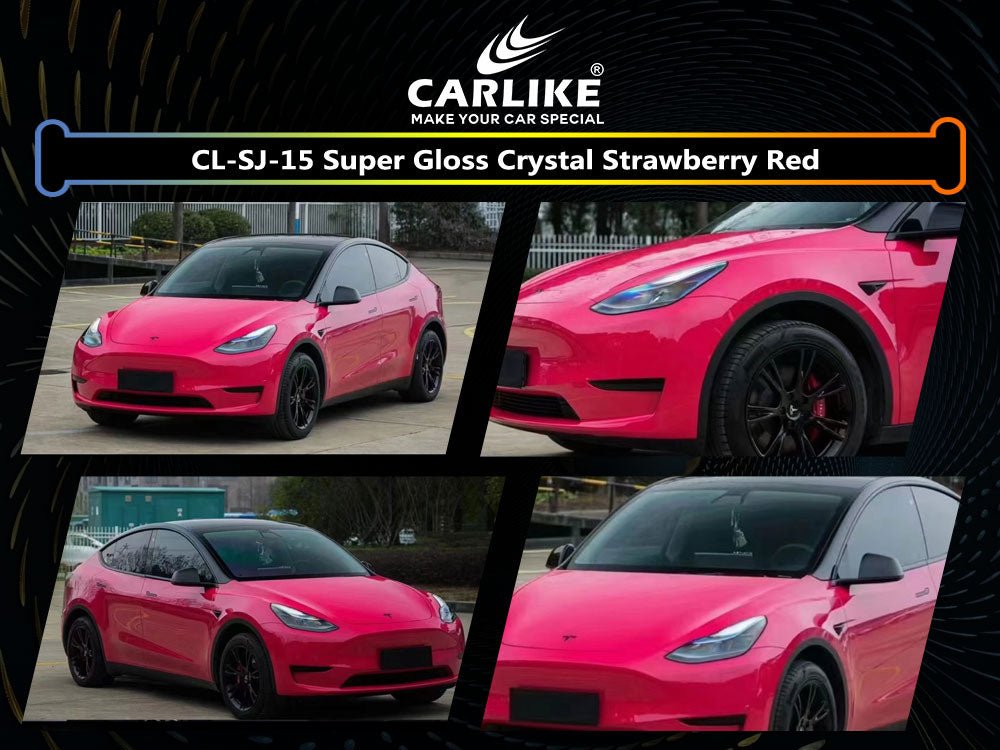 CARLIKE CL-SJ-15 Super Gloss Crystal Strawberry Red Vinyl - CARLIKE WRAP