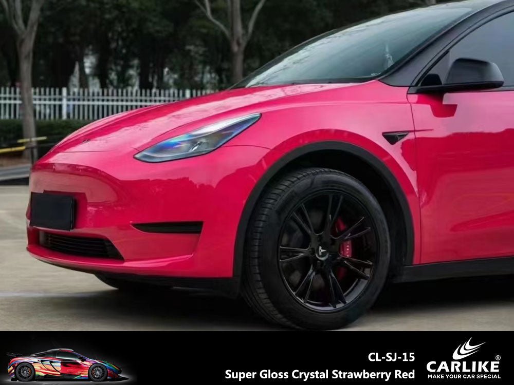 CARLIKE CL-SJ-15 Super Gloss Crystal Strawberry Red Vinyl - CARLIKE WRAP