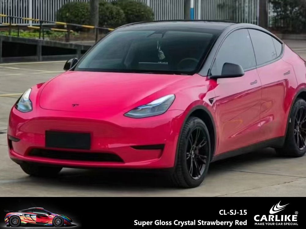 CARLIKE CL-SJ-15 Super Gloss Crystal Strawberry Red Vinyl - CARLIKE WRAP