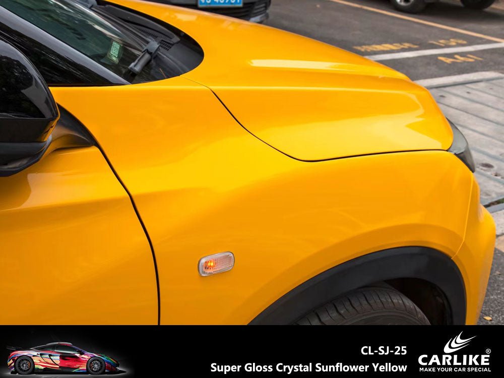 Suple Gloss Sunflower Yellow Vinyl Wrap Near Me PET Liner – Car