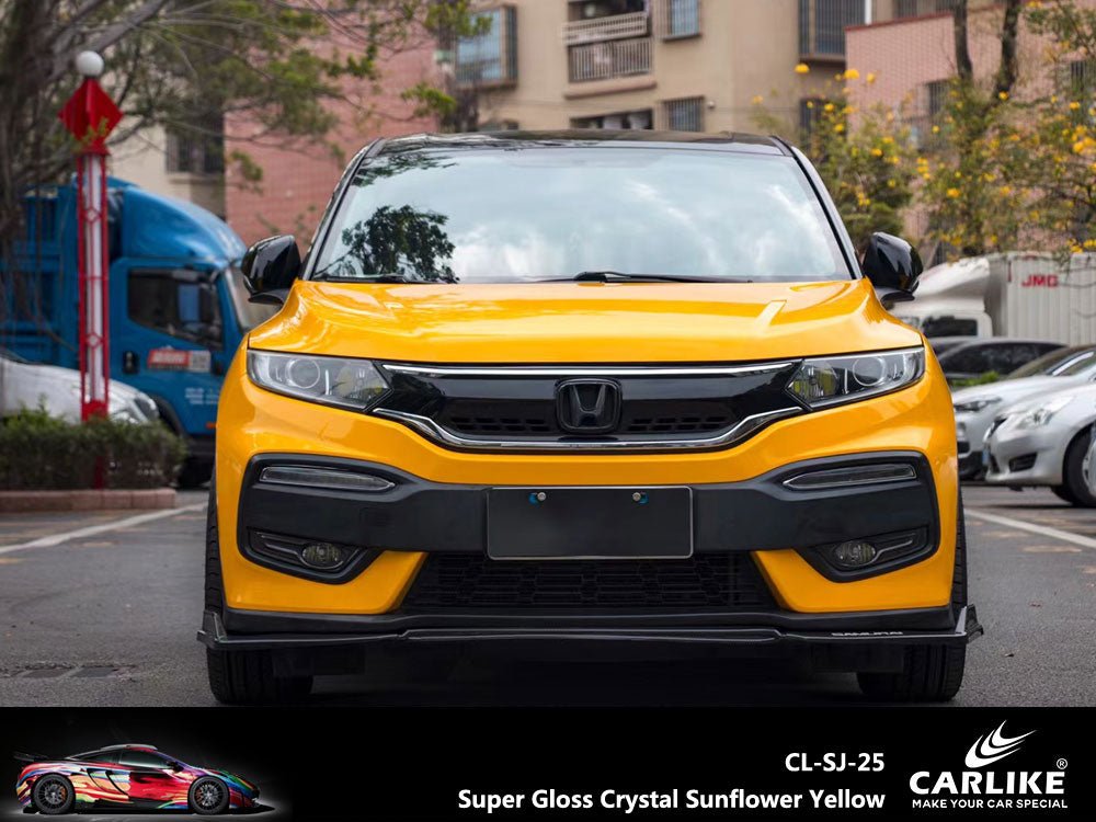 CARLIKE CL-SJ-25P Super Gloss Crystal Sunflower Yellow Vinyl PET Liner - CARLIKE WRAP
