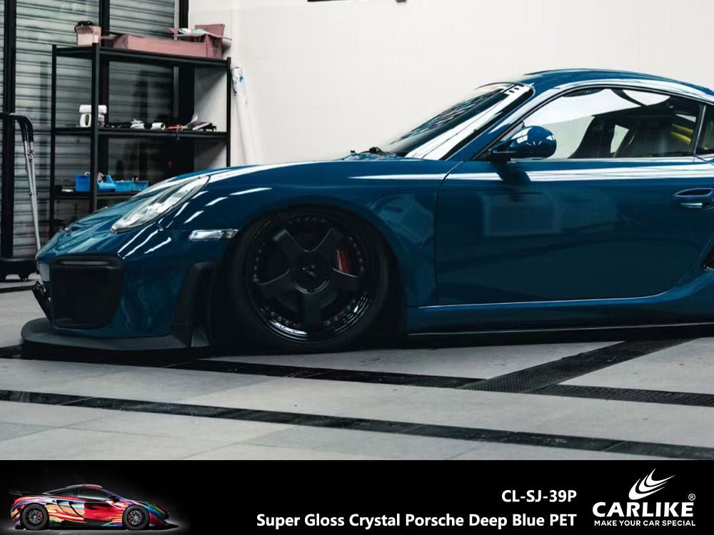 CARLIKE CL-SJ-39P Super Gloss Crystal Porsche Deep Blue Vinyl PET Liner - CARLIKE WRAP