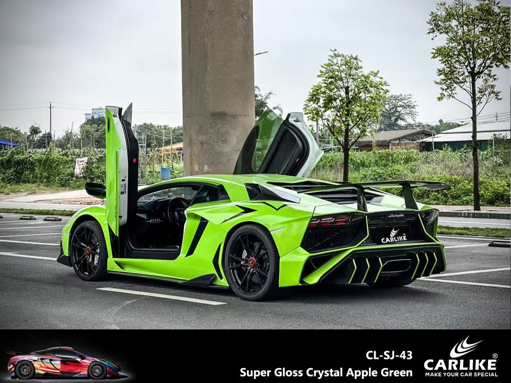 Super Gloss Crystal Apple Green Vinyl PET Liner Wrap Factory