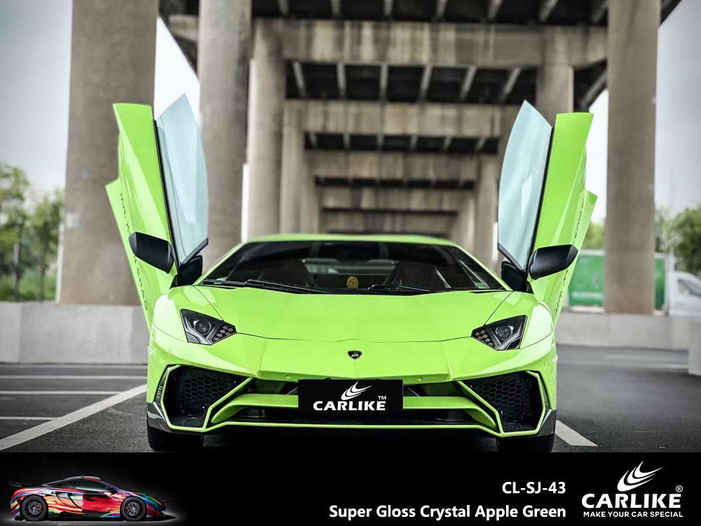 Super Gloss Crystal Apple Green Vinyl PET Liner Wrap Factory