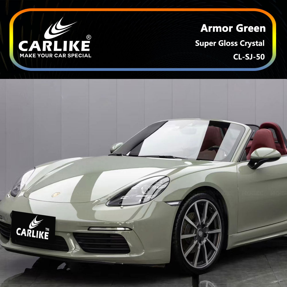 Super Gloss Crystal Armor Green Vinyl PET Liner Auto Wrap