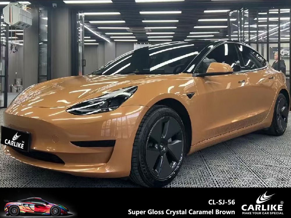 CARLIKE CL-SJ-56 Super Gloss Crystal Caramel Brown Vinyl - CARLIKE WRAP