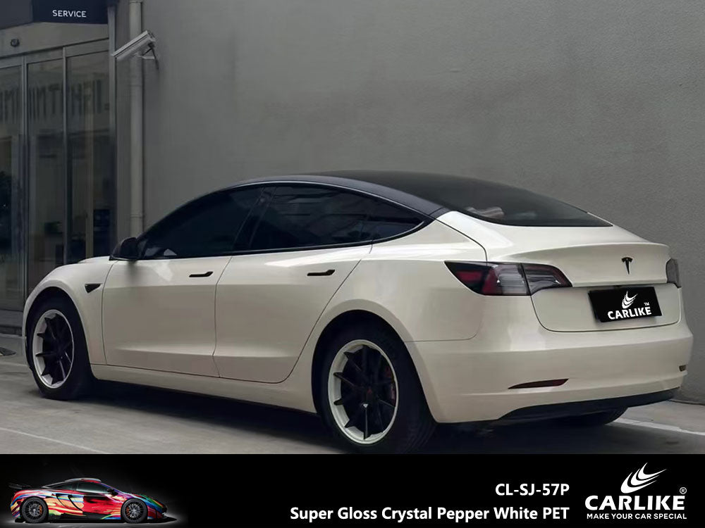 CARLIKE CL-SJ-57P Super Gloss Crystal Pepper White Vinyl PET Liner - CARLIKE WRAP