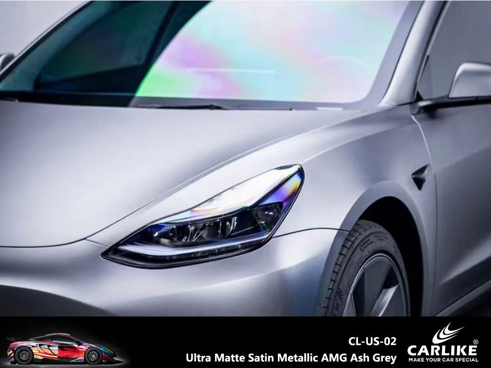 CARLIKE CL-US-02P Ultra Matte Satin Metallic AMG Ash Grey Vinyl PET Liner - CARLIKE WRAP