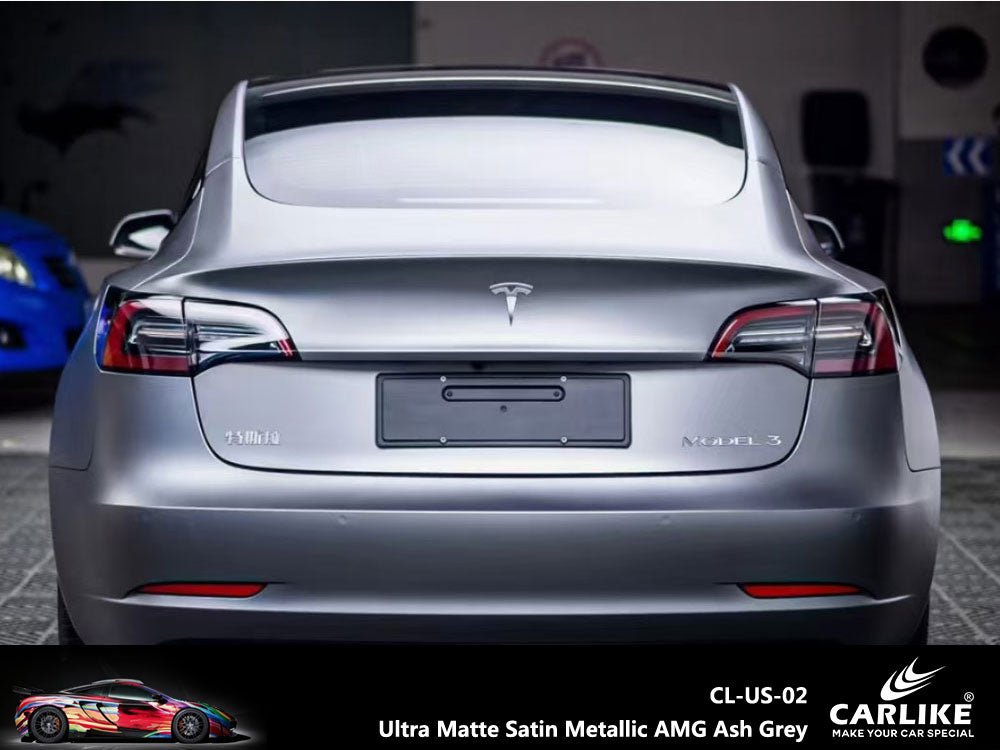 CARLIKE CL-US-02P Ultra Matte Satin Metallic AMG Ash Grey Vinyl PET Liner - CARLIKE WRAP