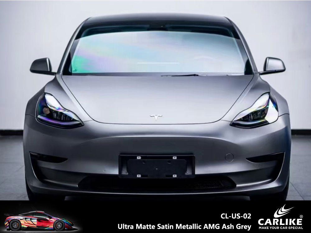 CARLIKE CL-US-02P Ultra Matte Satin Metallic AMG Ash Grey Vinyl PET Liner - CARLIKE WRAP