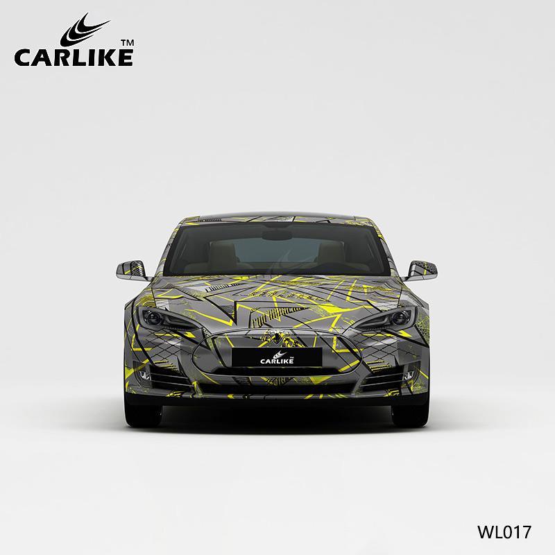 CARLIKE CL-WL017 Pattern Black Yellow Lines on Gray High-precision Printing Customized Car Vinyl Wrap - CARLIKE WRAP