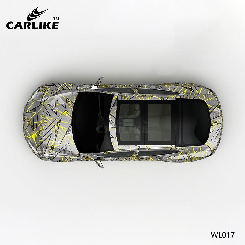 CARLIKE CL-WL017 Pattern Black Yellow Lines on Gray High-precision Printing Customized Car Vinyl Wrap - CARLIKE WRAP